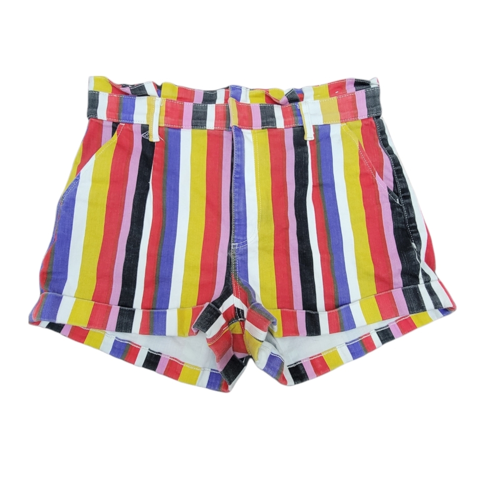 Express Shortie Extra High Rise Short Fun Colorful Horizontal Stripes - …